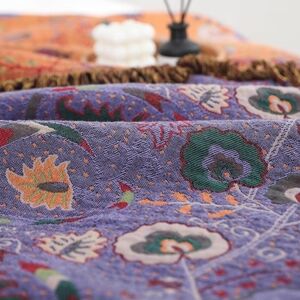 Light weight Purple Orange Reversiable Floral Boho Gauze Cotton Blanket 90”x78”